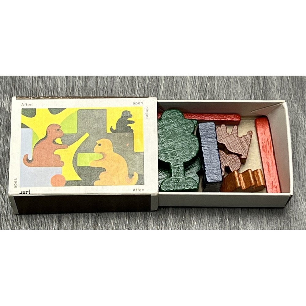 Vintage JURI Wooden Blocks Building Set West Germany Matchbox Zoo Monkeys Apes